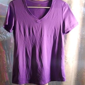Purple v-neck athletic shirt